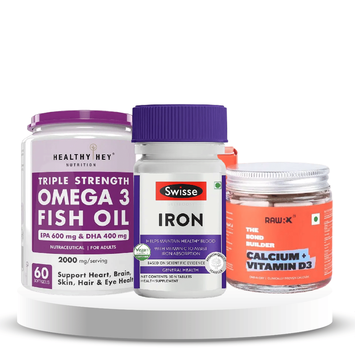 Essential Health Trio: (Fish Oil, Iron, Ca & Vit D3)
