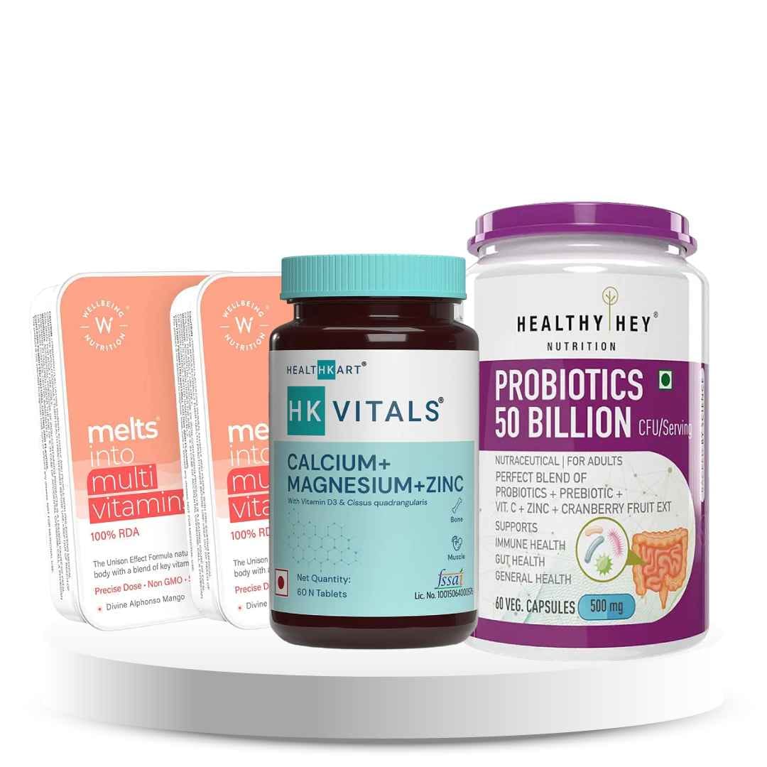 Golden Years Advance Health Pack: (Multivitamin+ Cal,Mg and Zn+ Probiotics 50 Billion)