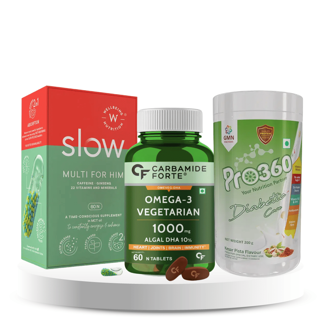 Daily Nutrition For Him: (Multivitamin+ Protein+ Veg Omega 3)