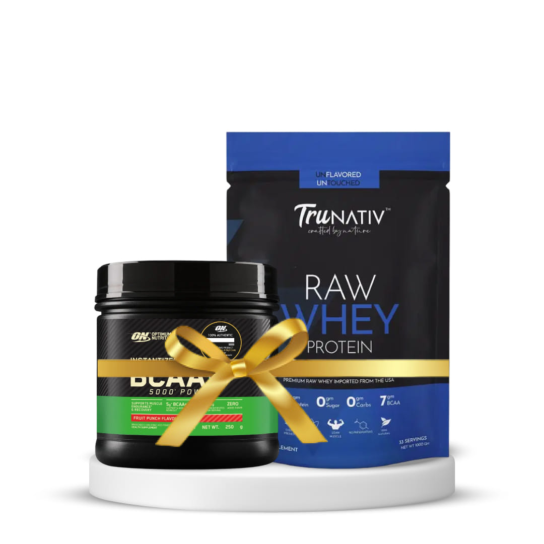 Optimum Nutrition BCAA 250gm Fruit Punch & TruNativ Raw Whey Isolate 900g | Pack of 2 Combo