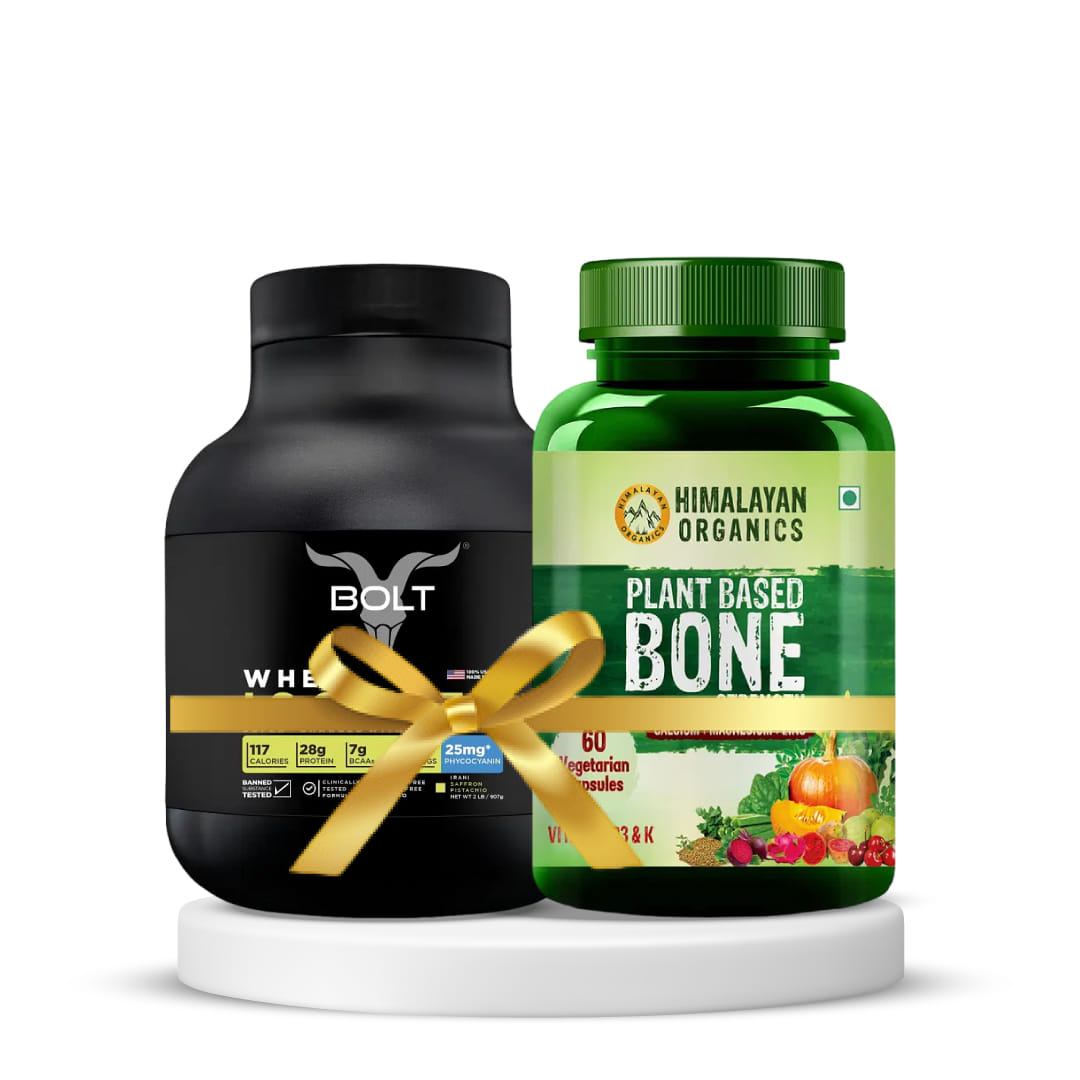 Bolt Whey Isolate Protein 2 lb, 907g (Irani Saffron Pistachio) & Himalayan Organics Calcium, Magnesium & Zinc 60 Veg Capsules | Pack of 2 Combo