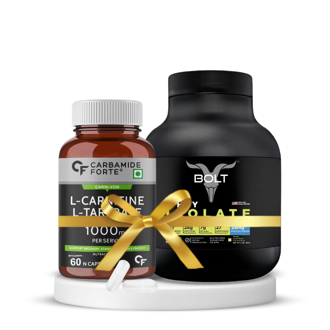 Bolt Whey Isolate Protein 907g Irani Saffron Pistachio & Carbamide Forte L Carnitine Supplement 1000mg  60 Veg Capsules | Pack of 2 Combo