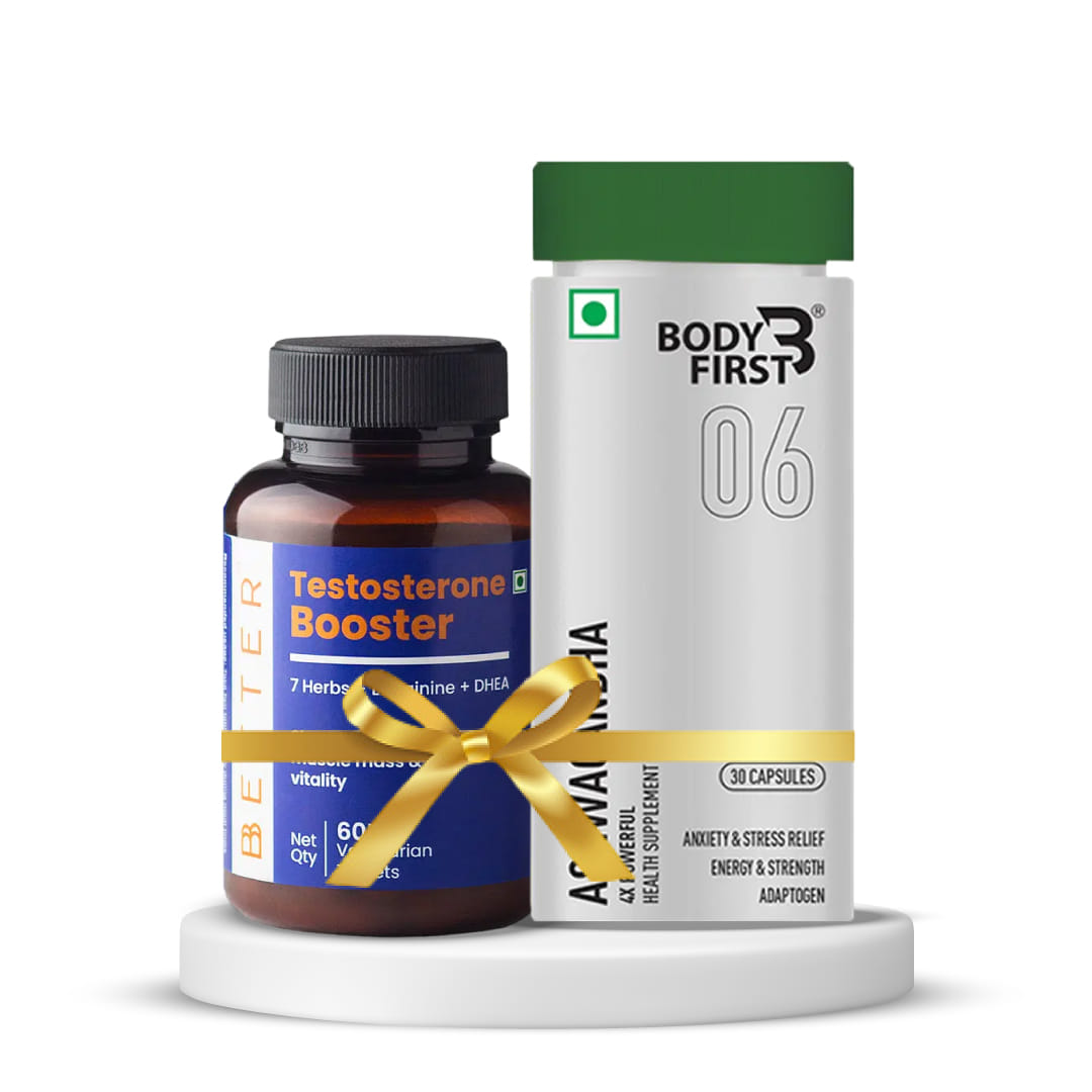 Natural Testosterone Support | BBETTER Testosterone Booster, 60 tablets + Bodyfirst Ashwagandha