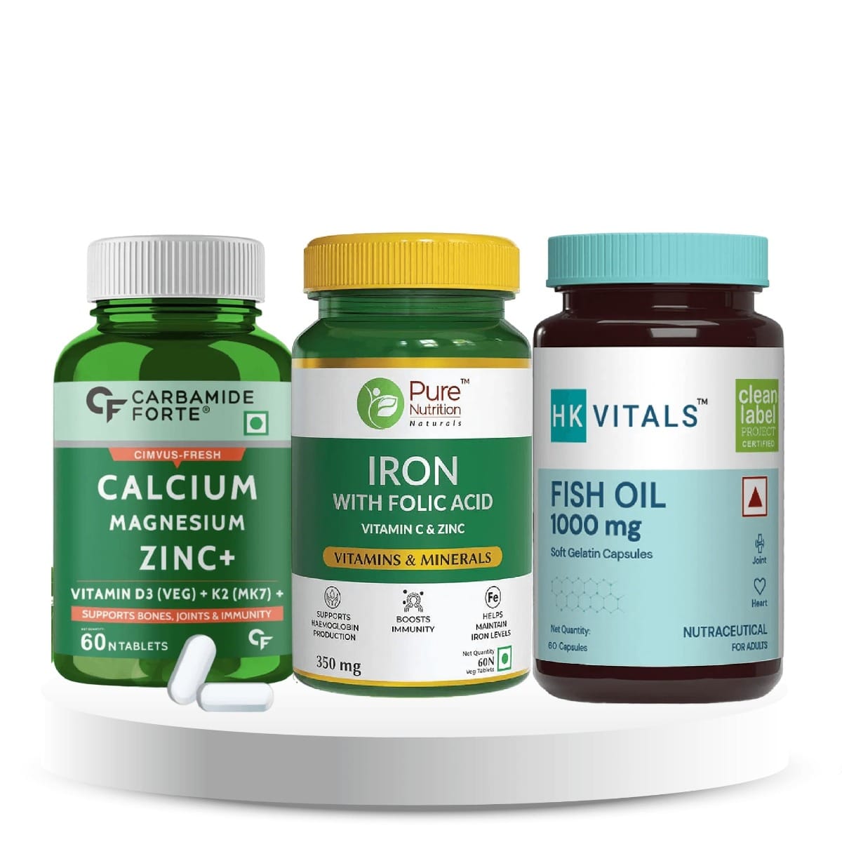 Optimal Wellness Fusion Combo (Folic Acid + Omega-3 + Calcium, Vitamin D, K2 & B12 & More)