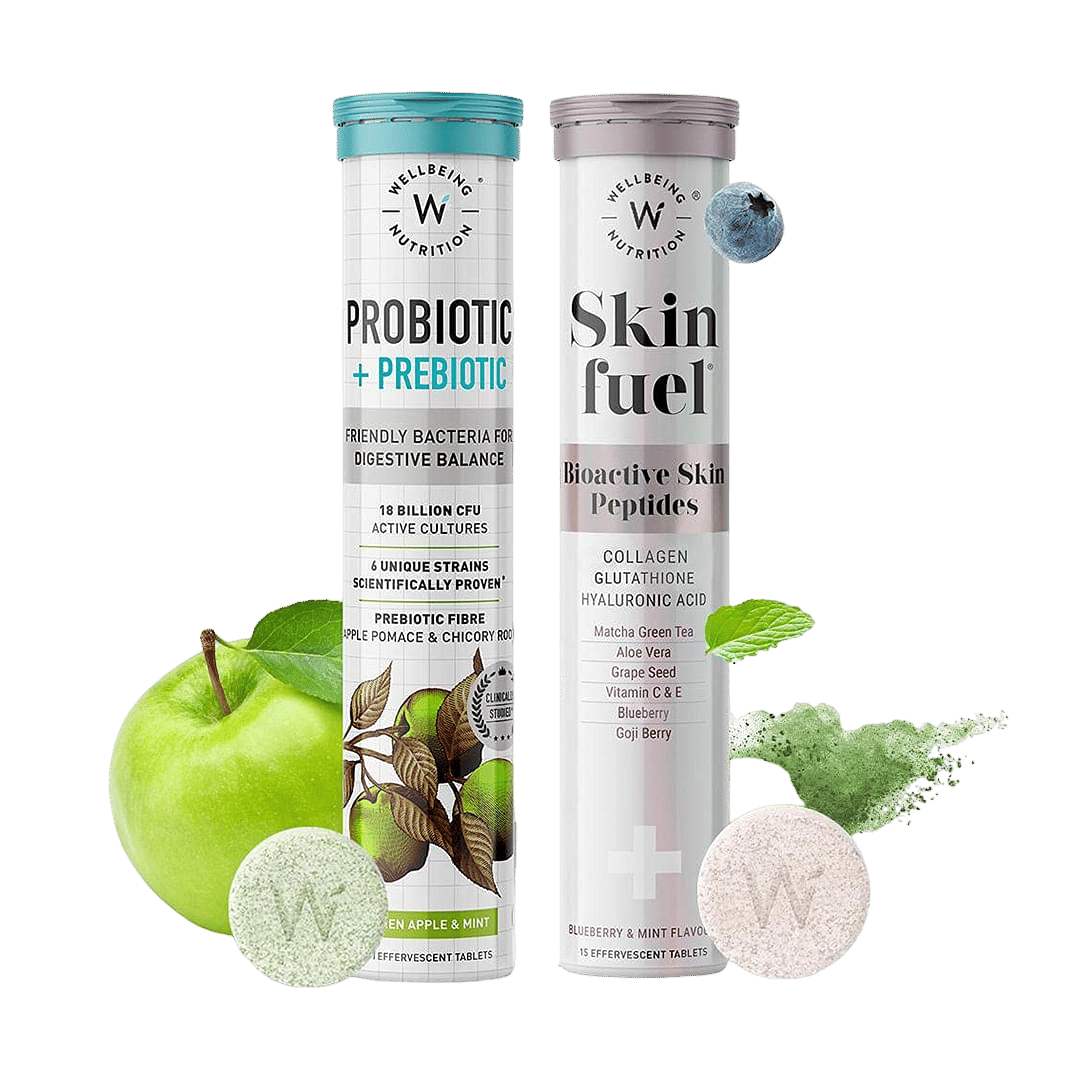 Wellbeing Nutrition Daily Probiotic + Prebiotic& Skin Fuel | 36 Effervescent Tabs