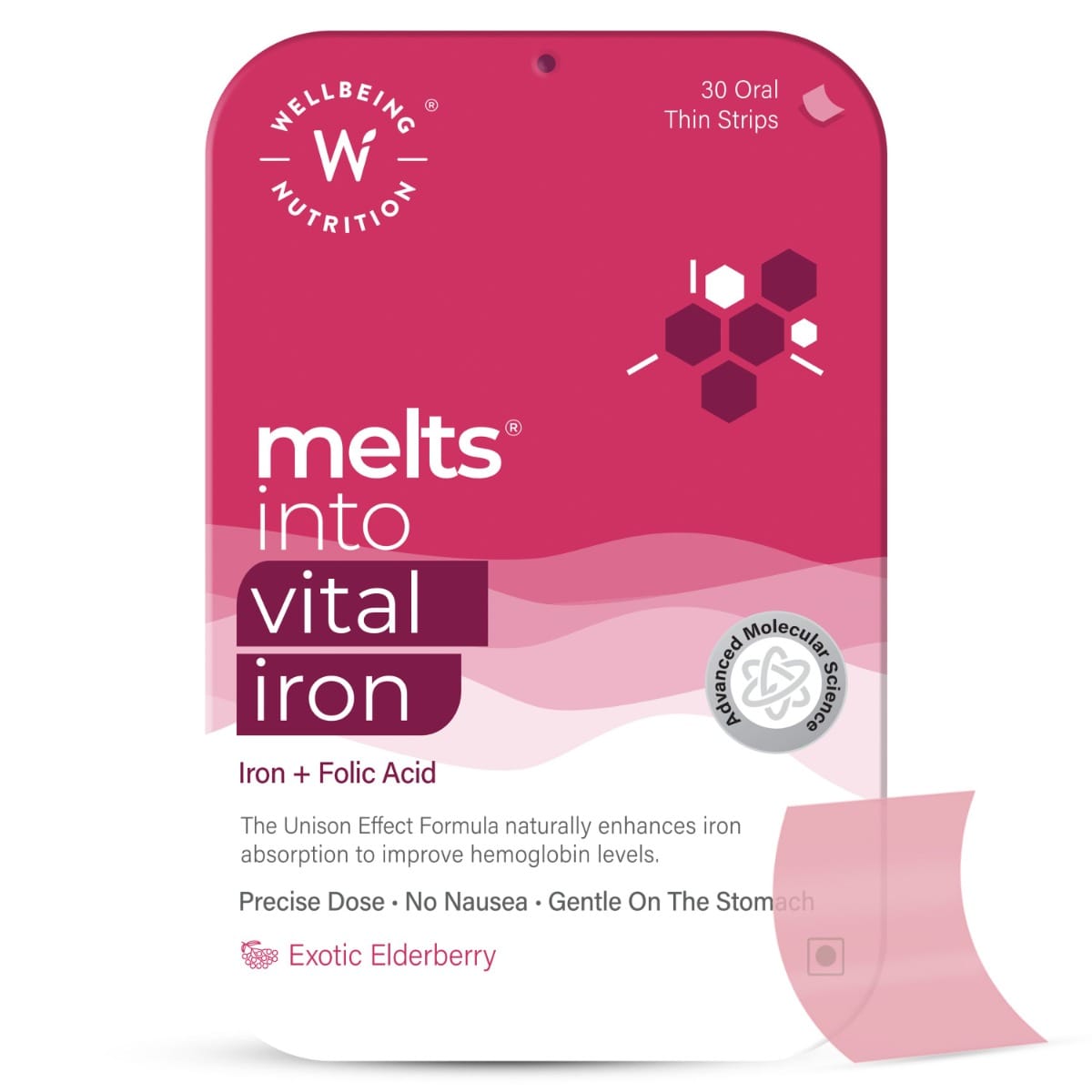 Wellbeing Nutrition Melts Nano Iron | Plant Based Iron Beetroot Swiss Chard Pumpkin Seeds Vitamin C and Folate Improved Hemoglobin Oxygen binding capacity & Blood Building (30 Oral Strips Pa