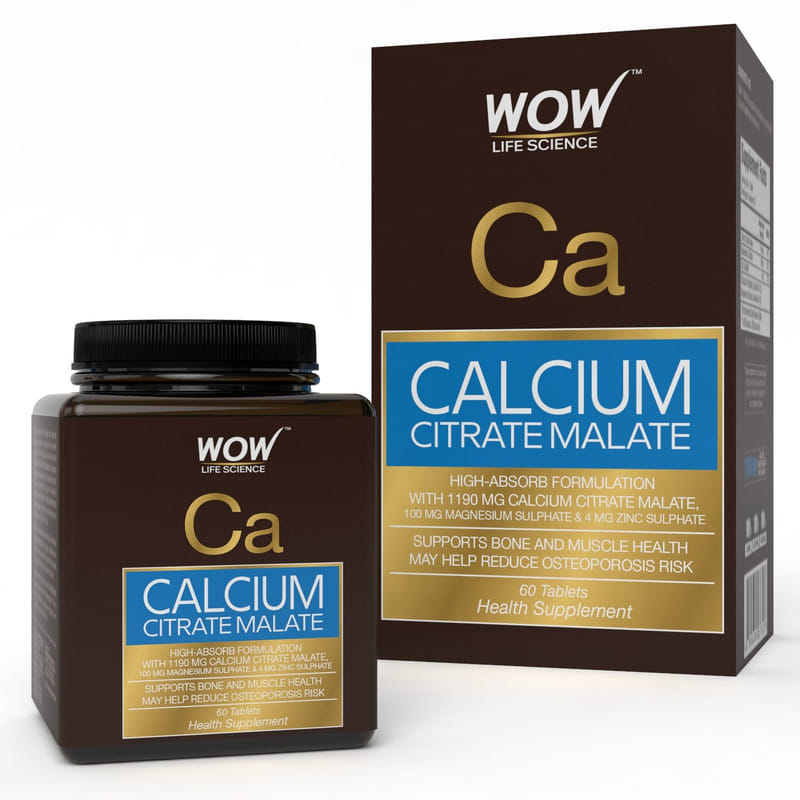 WOW Calcium Citrate Malate 1190mg - 60 Vegetarian Tablets