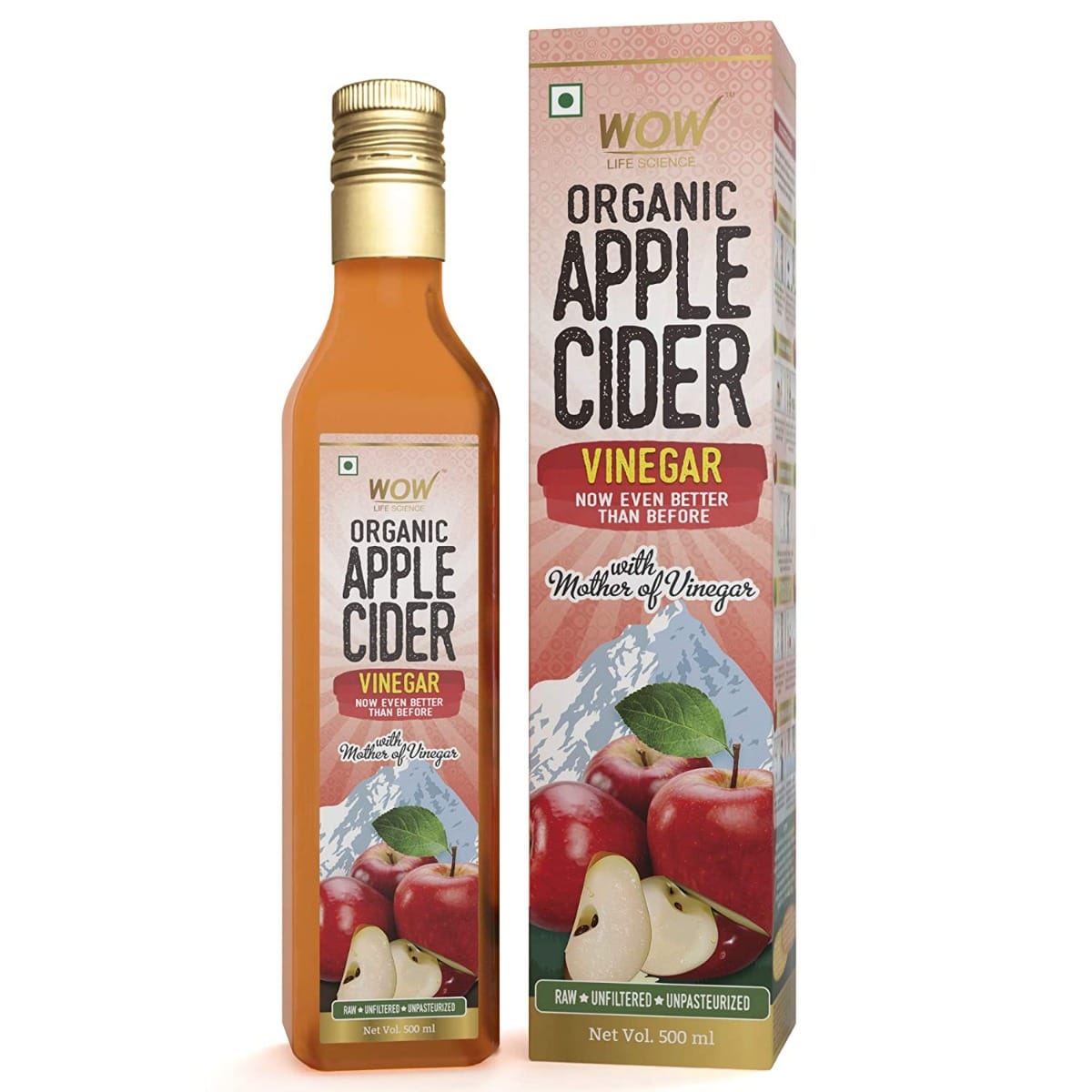 WOW Life Science Organic Apple Cider Vinegar (500ml)