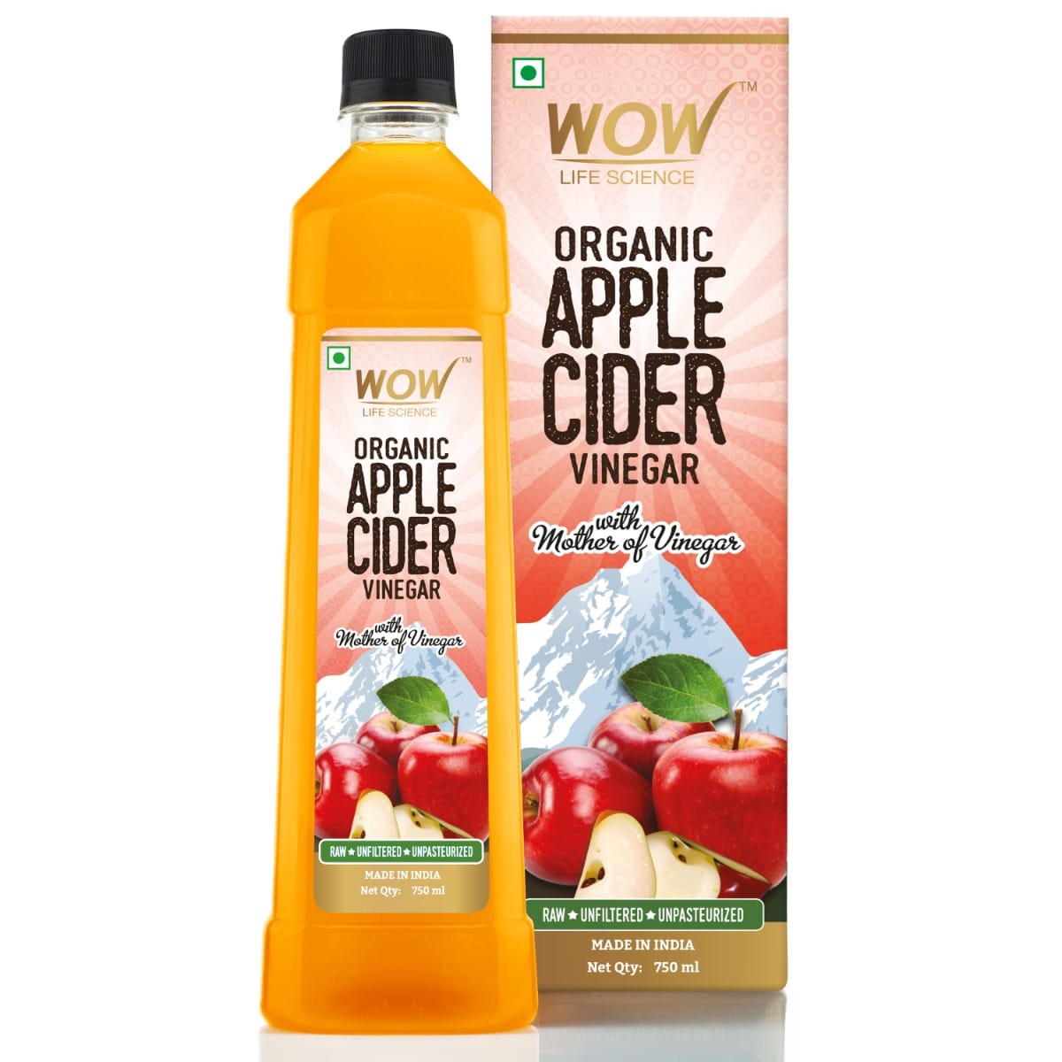 WOW Life Science Organic Apple Cider Vinegar (750ml)