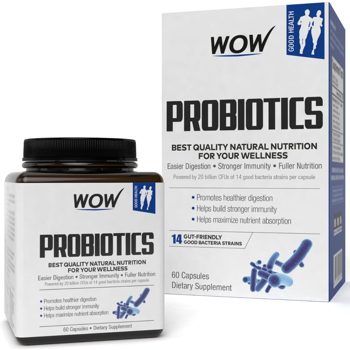 WOW Life Science Probiotics Capsules 100% Gluten Free - 60 Capsules