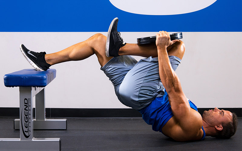 Heel Elevated Plate Loaded Single Leg Glute Bridge