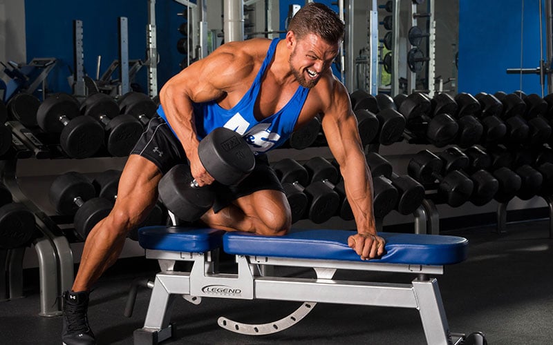 M&S Male Athlete Performing Dumbbell Rows