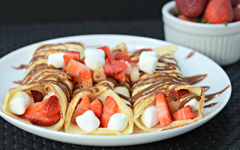 Easy High Protein Breakfasts - Strawberry S'Mores Crepes
