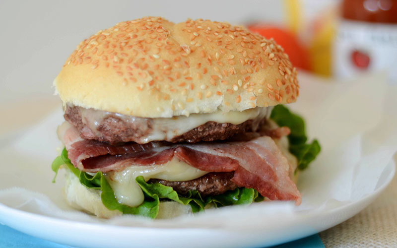 Healthy High Protein Dinners - Double Beef and Bacon Cheeseburger