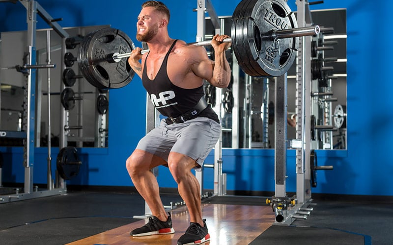 MHP athlete Chris Bumstead Performing Back Squats