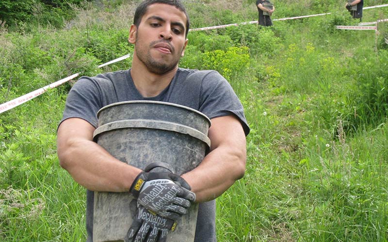 Obstacle Course Race Bucket Carry