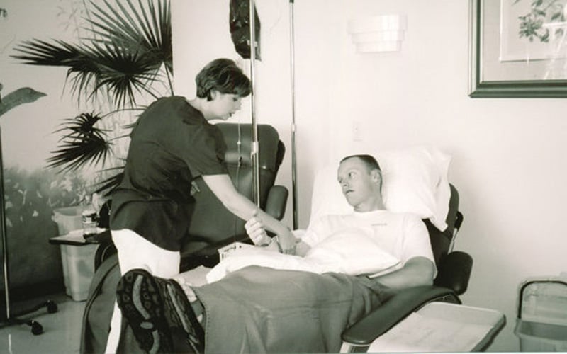 Cancer is tougher than training- Brad getting a UV
