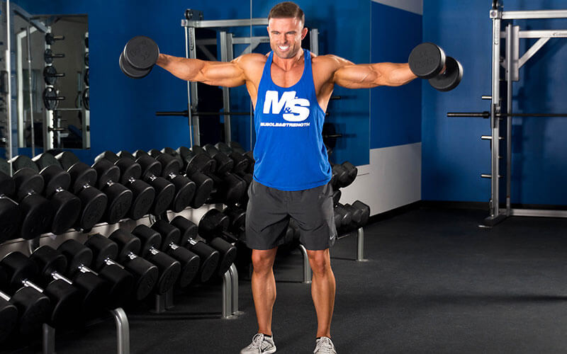 M&S and Dymatize Athlete Brett Kahn Performing Dumbbell Lateral Raises