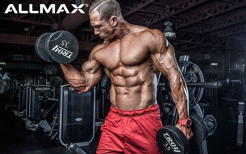 Team Allmax Athlete Performing Dumbbell Curls