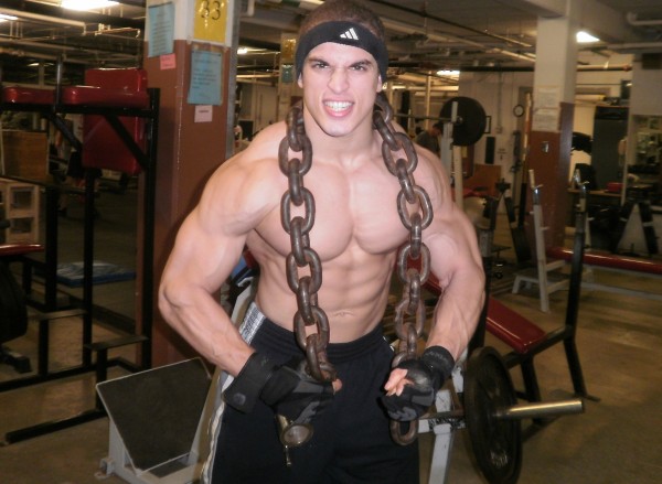 Victor Egonu with chains.