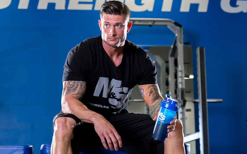 Intraworkout Guy Sitting on Bench