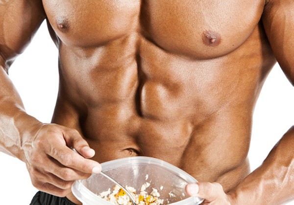 Bodybuilder eating