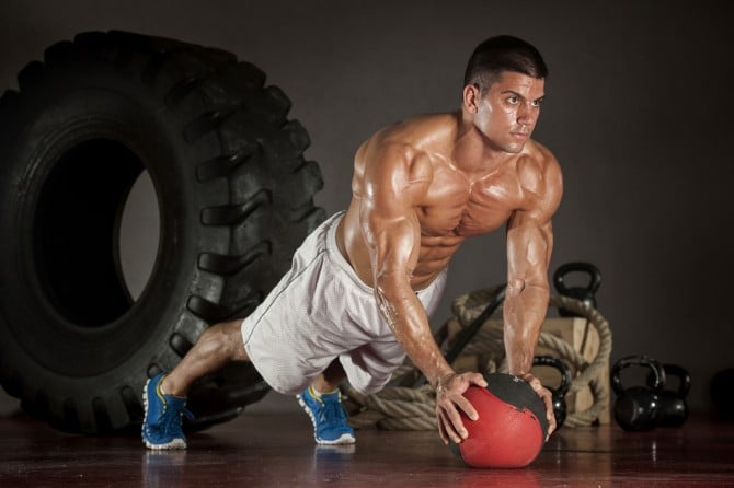 Medicine ball push ups