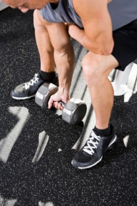Bicep curl drop sets.