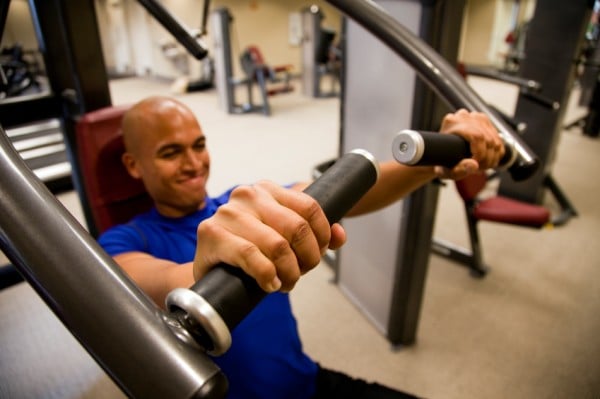 Chest press drop sets.