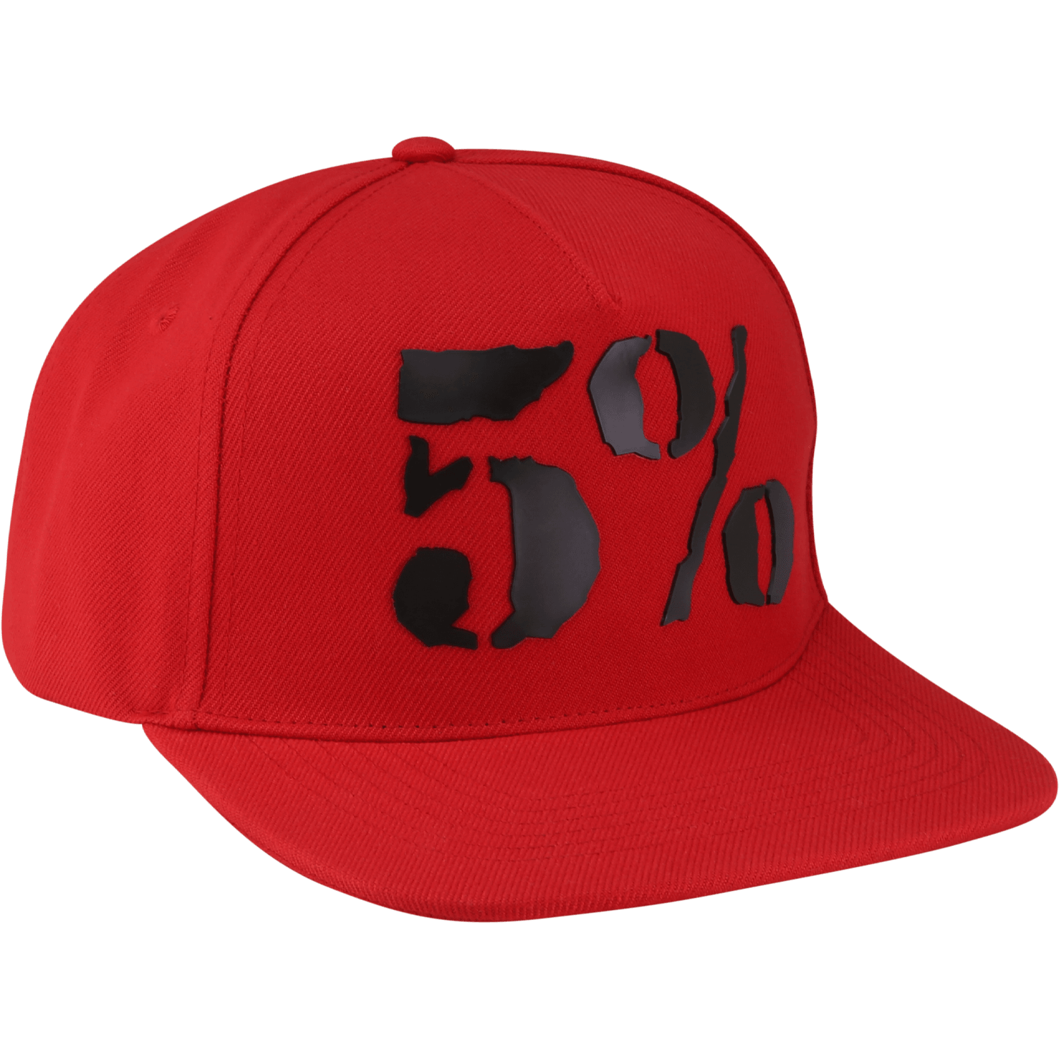 5% Rubber Logo, Black on Red Hat