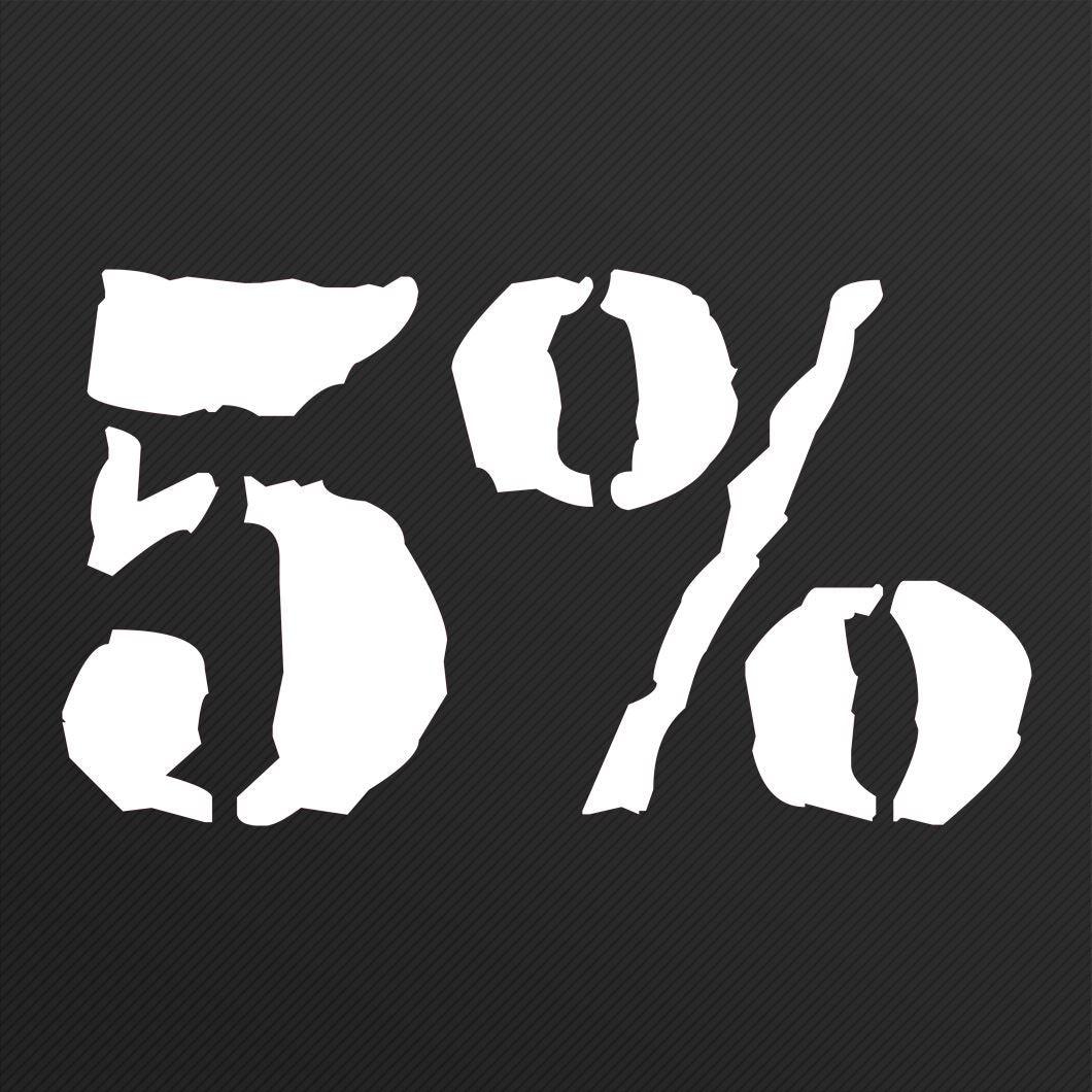 5% Brand Vinyl Decal | 12-Inch Square (Red or White)