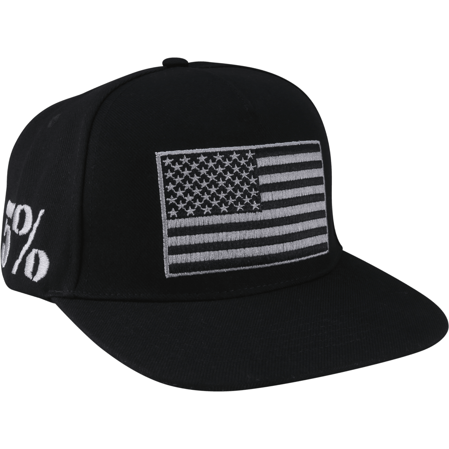 American Flag, Grey on Black Hat