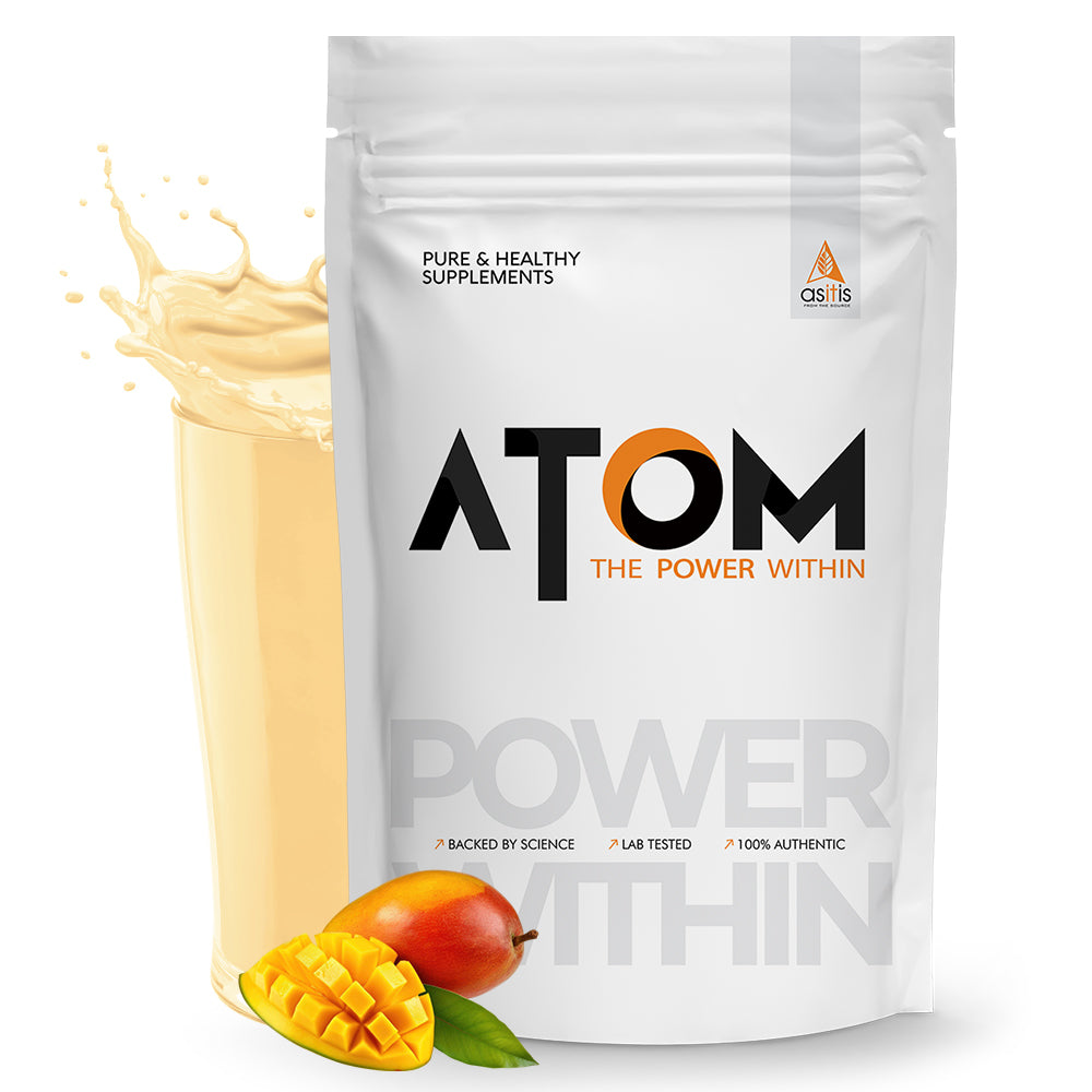 AS-IT-IS ATOM Plant Protein Complex 1kg I 26g Protein per Serving | Clinically Tested Whey Protein Equivalent I Ashwagandha-Infused Mango Fusion
