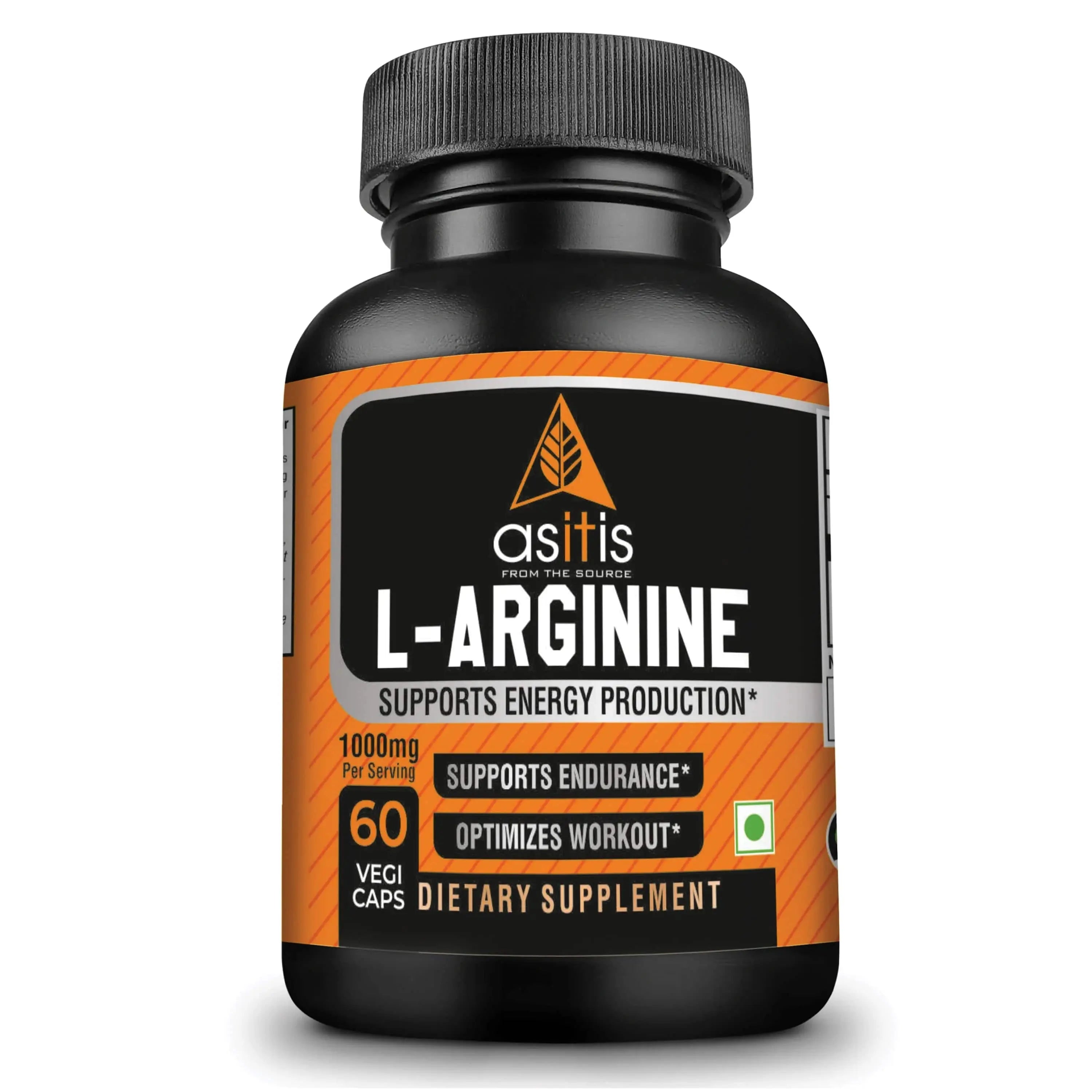 AS-IT-IS L-Arginine Capsules  for Muscle Building & Endurance 1000mg - 60 counts