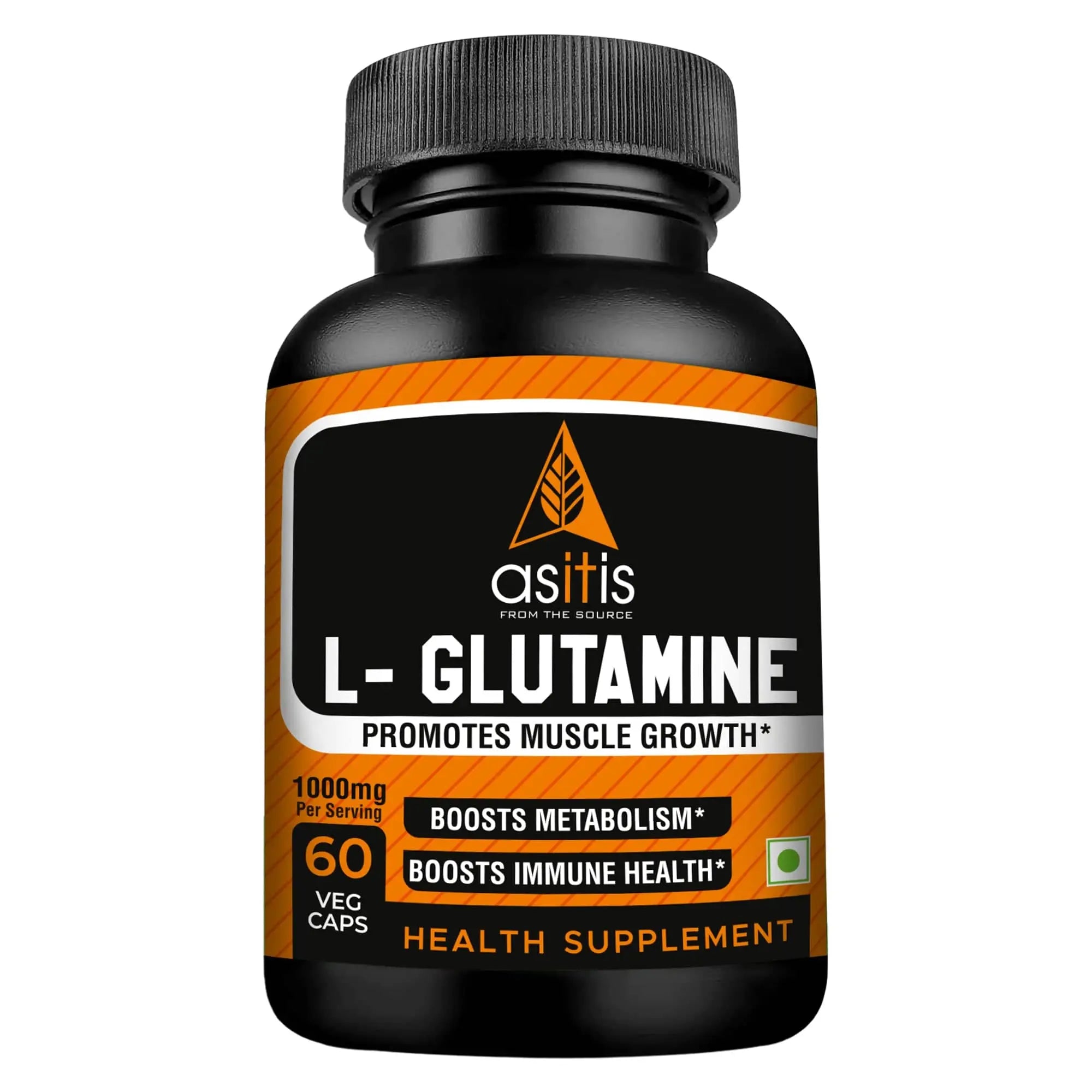 AS-IT-IS L-Glutamine Capsules for Muscle Growth & Recovery 500mg - 60 counts