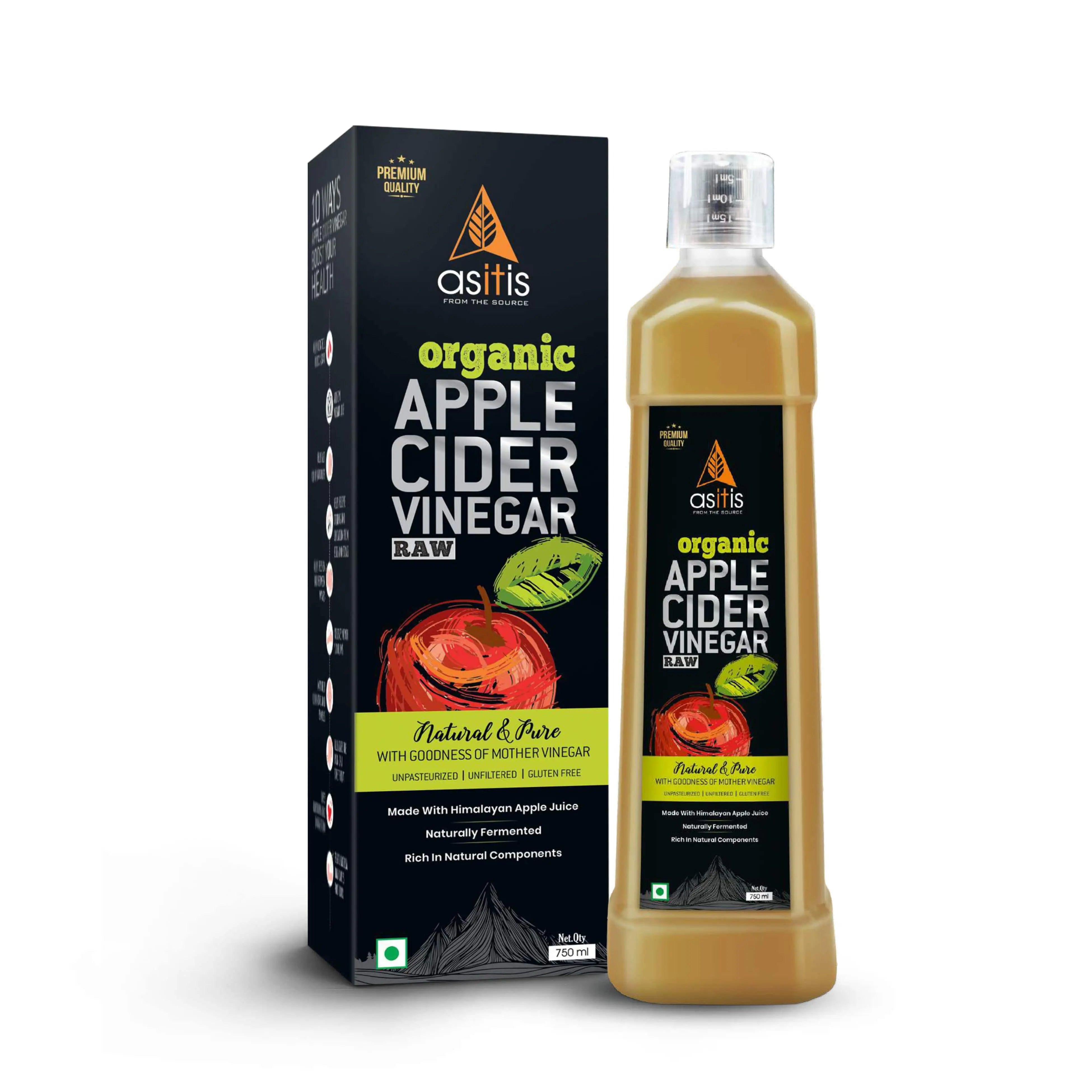 AS-IT-IS Organic Apple Cider Vinegar with Mother -  Raw & Unpasteurized - 750ml