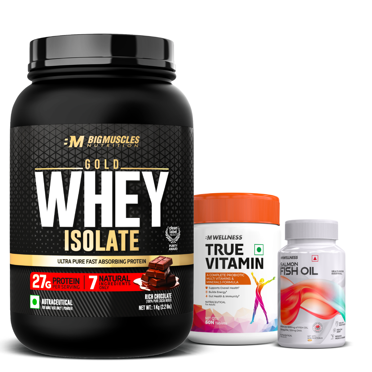 Gold Whey Isolate + Fish Oil + Multivitamin