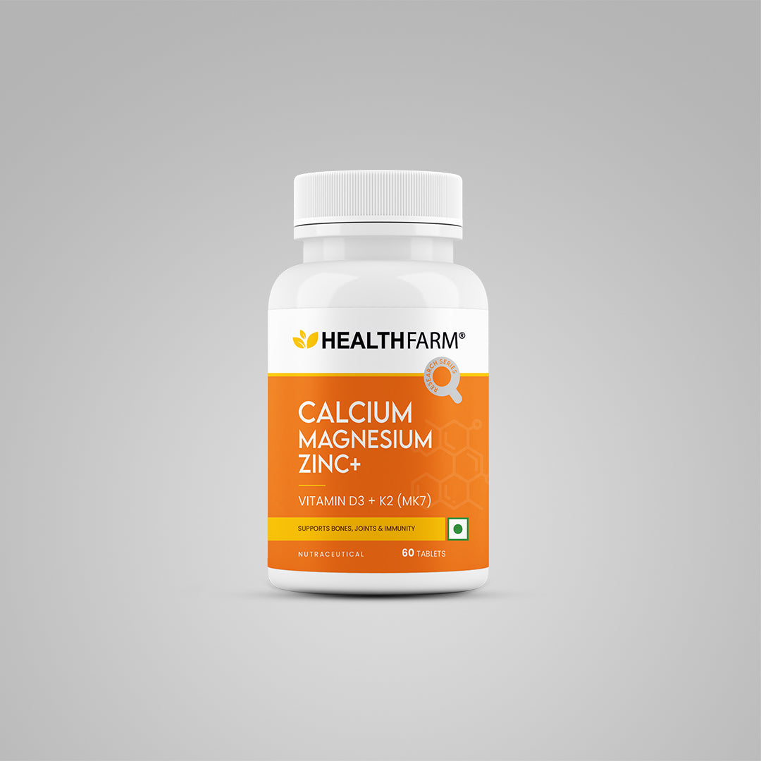 Healthfarm Calcium Magnesium Zinc+ with Vitamin D3 & K2 (MK7) | 60 Tab