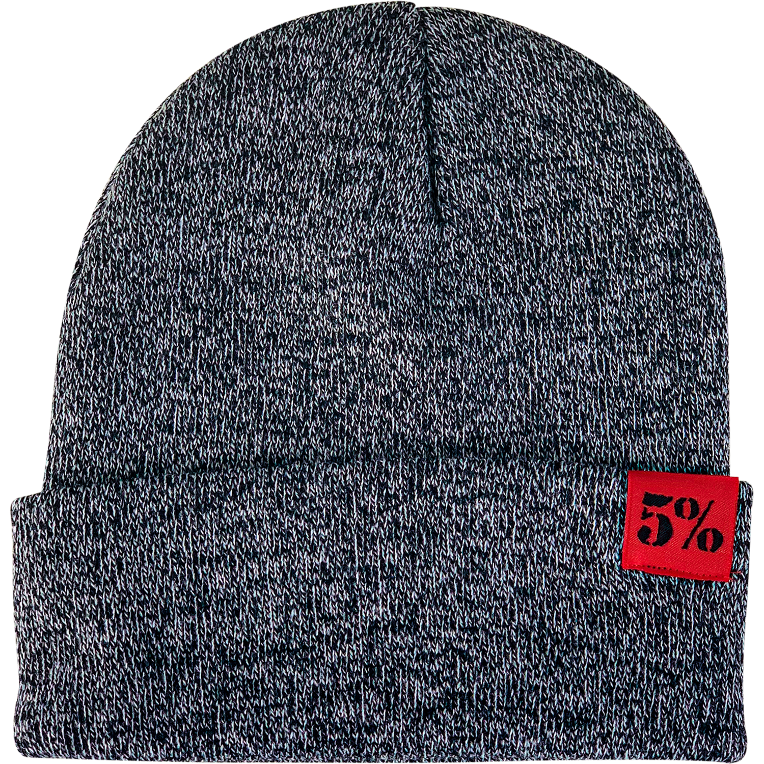 5% Heather Gray Beanie with Red Patch