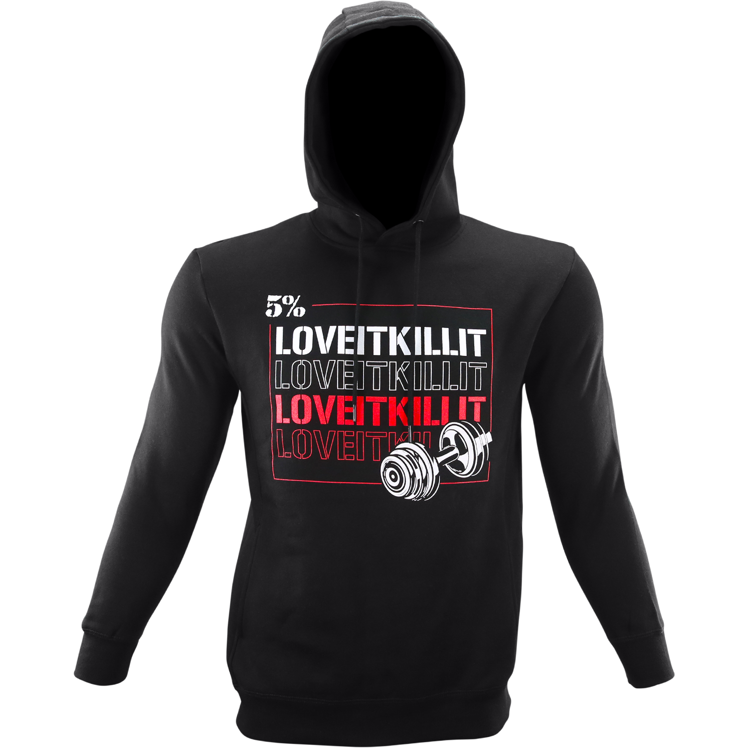 Love It, Kill It Dumbbell, Black Pullover Hoodie