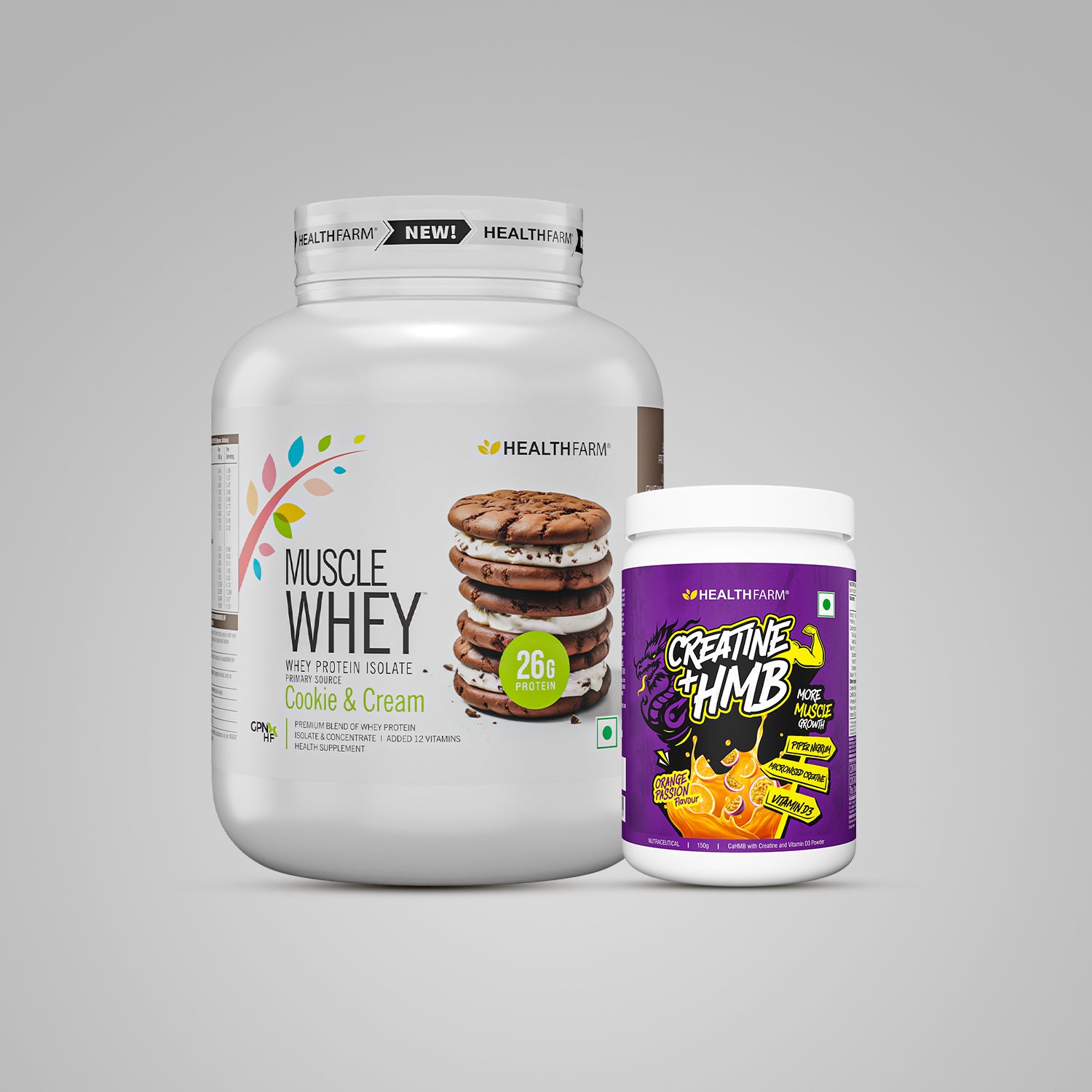 Healthfarm Muscle Whey 2kg + Creaatine + HMB (150g)