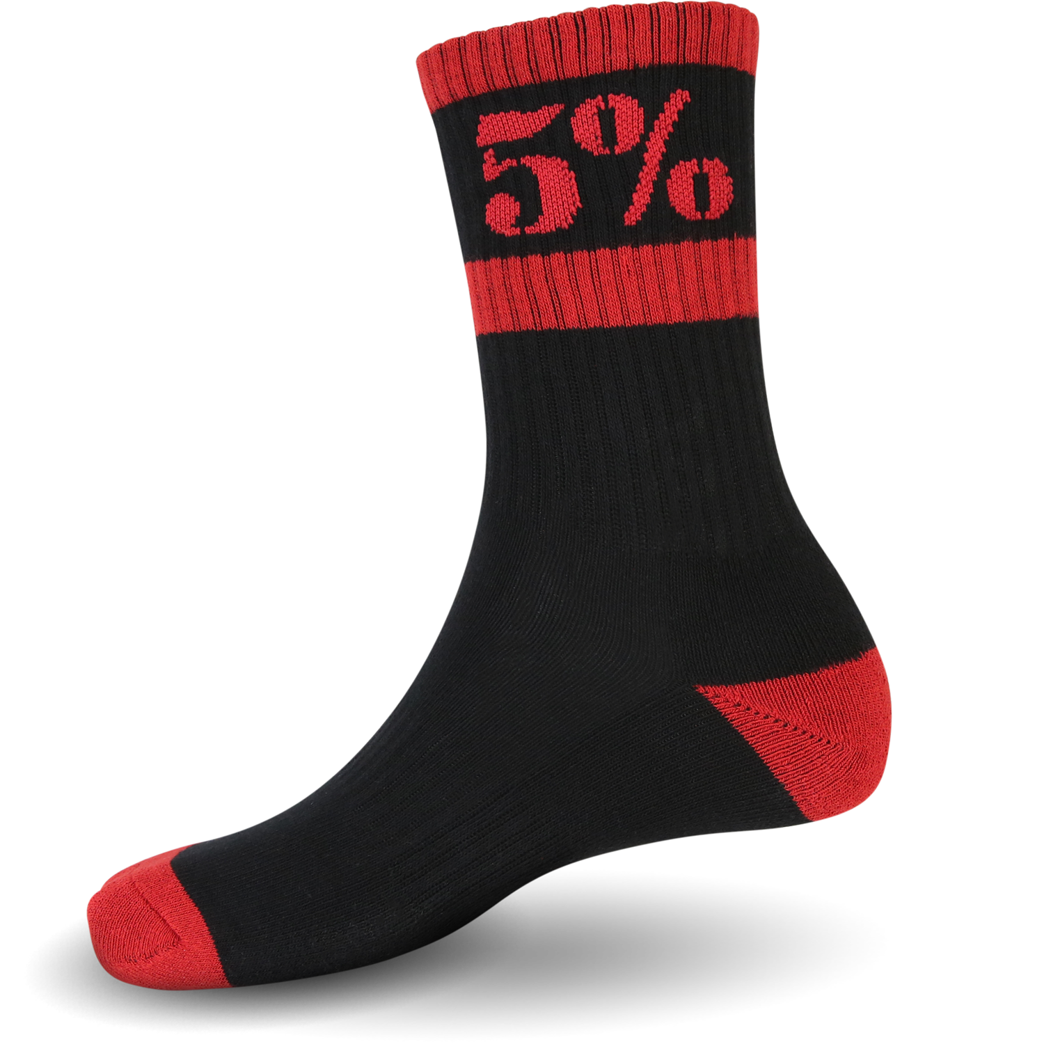5% Red Crew Socks