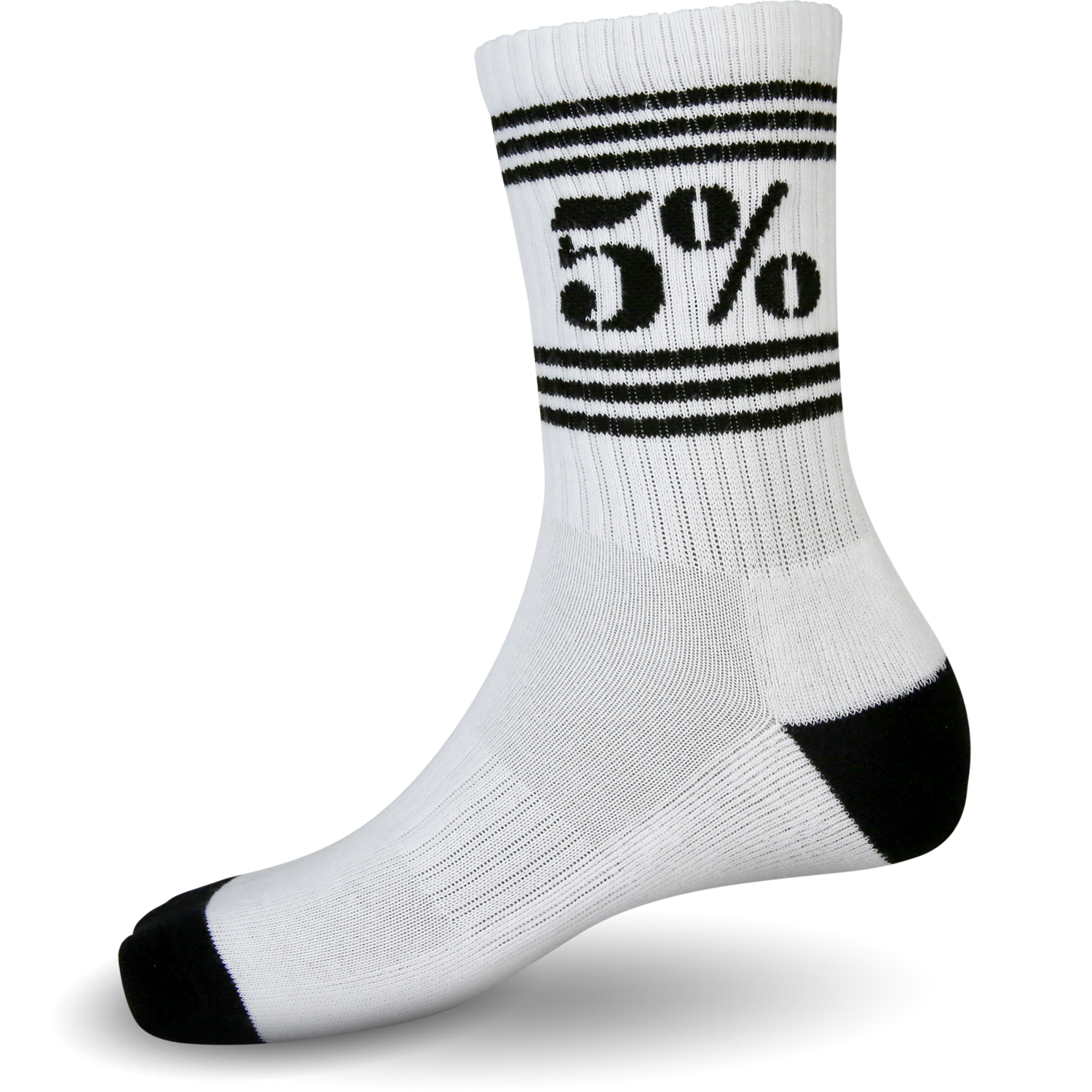 5% White Crew Socks