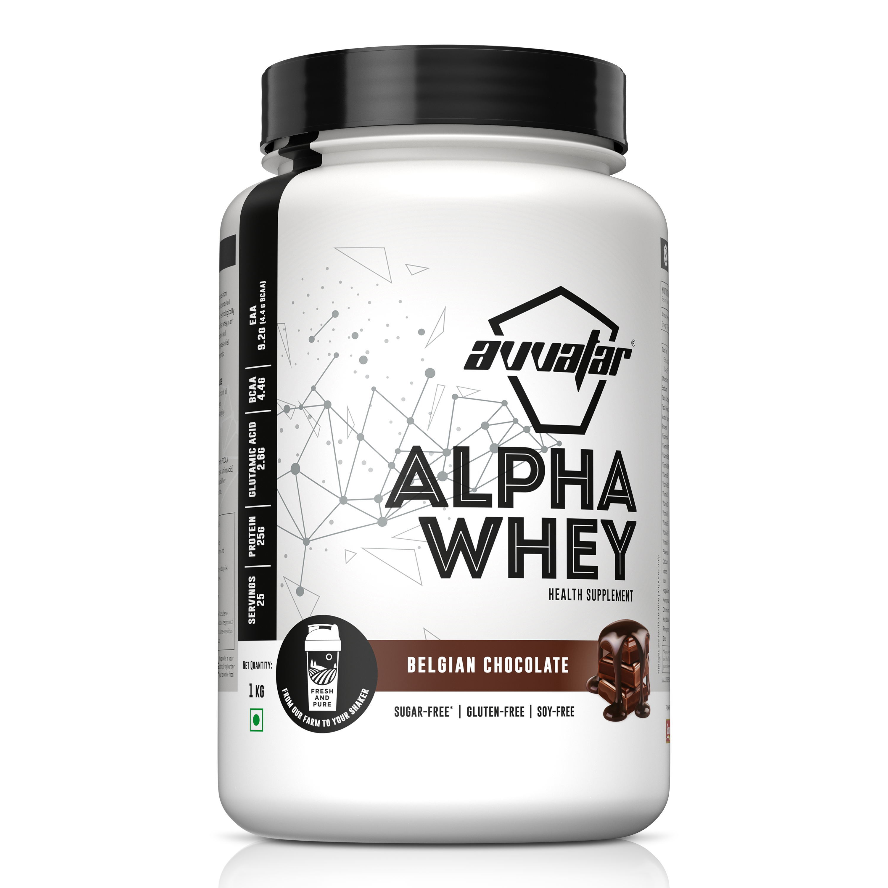 Avvatar Alpha Whey | 1 Kg | Belgian Chocolate Flavour