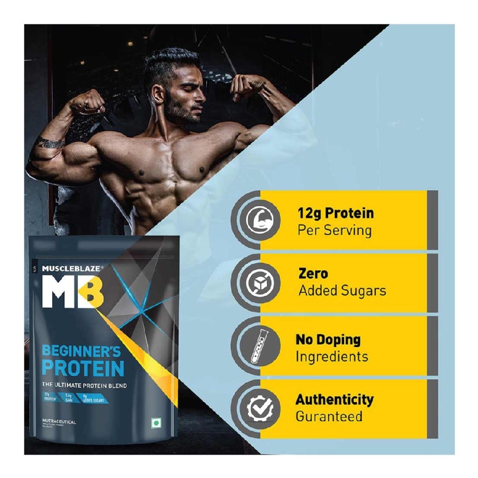 MuscleBlaze Beginner's Protein Powder, 2.2 lb Chocolate