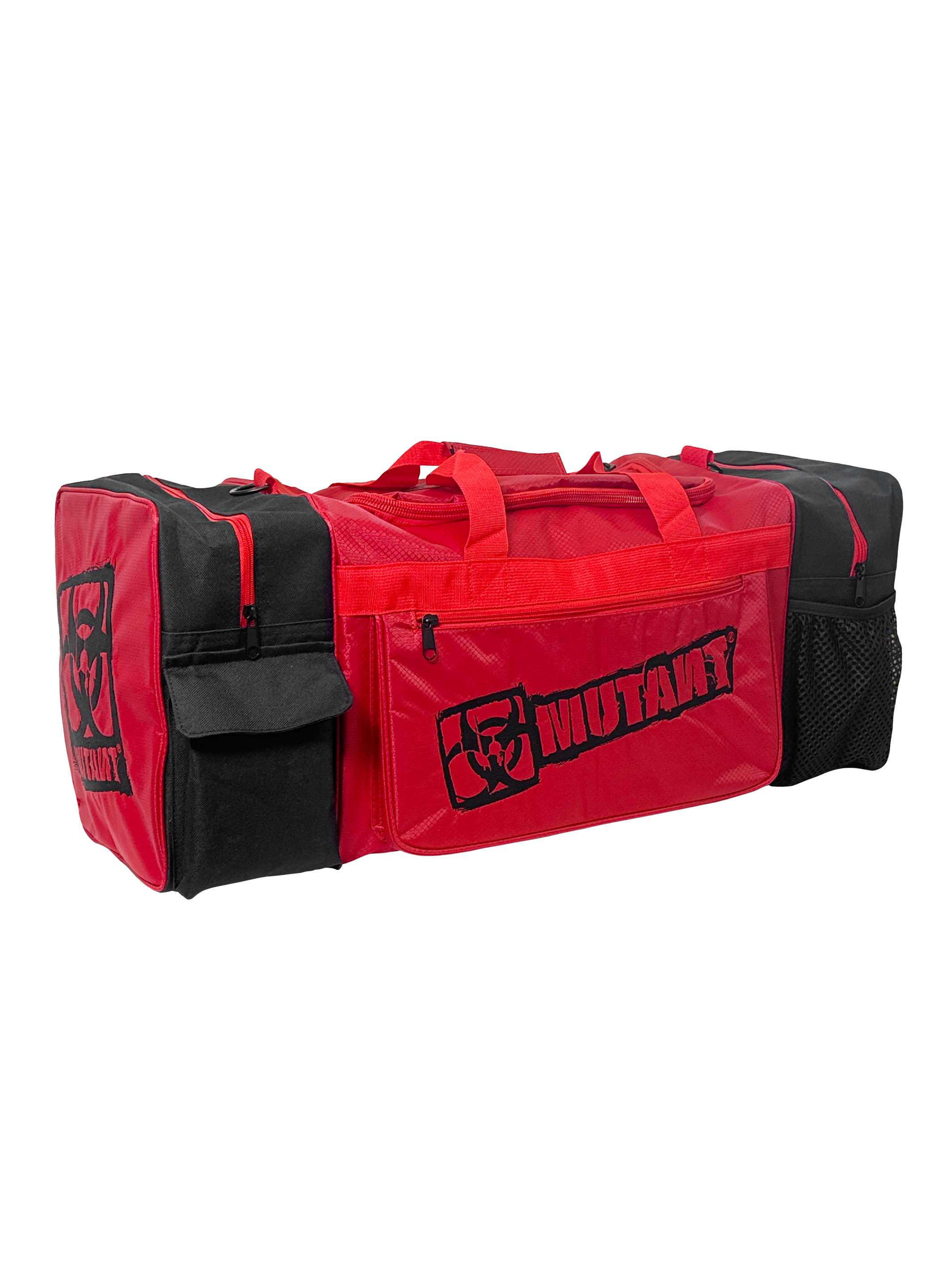MUTANT® BORN HARDCORE Duffle Gym Bag (Red, Black Edge)
