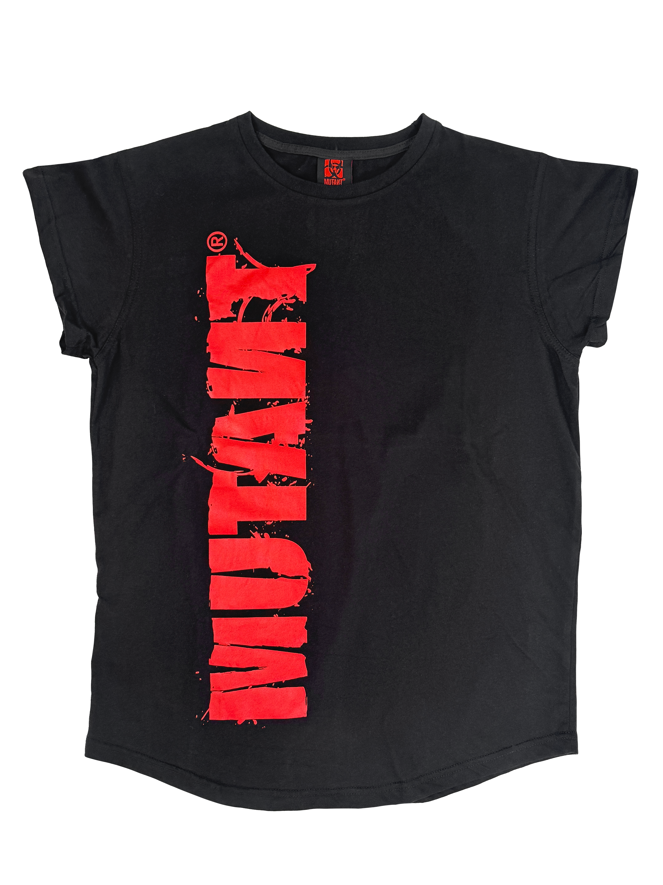 MUTANT® BORN HARDCORE WOMEN’S HARDLINE CAP SLEEVE GYM SHIRT (BLACK & RED)