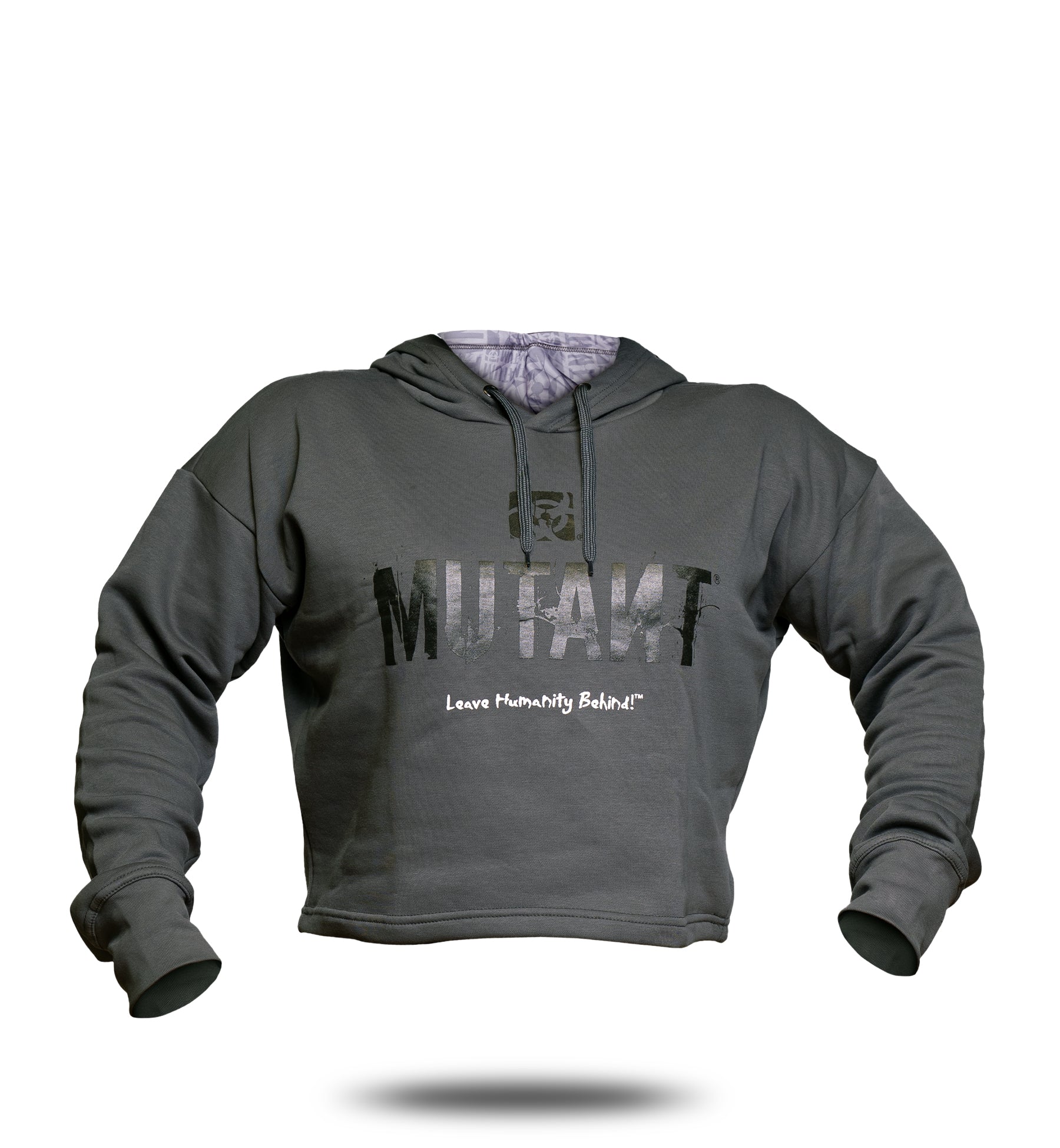 3-PILLAR Women's Gym Crop Hoodie (Grey) M XL