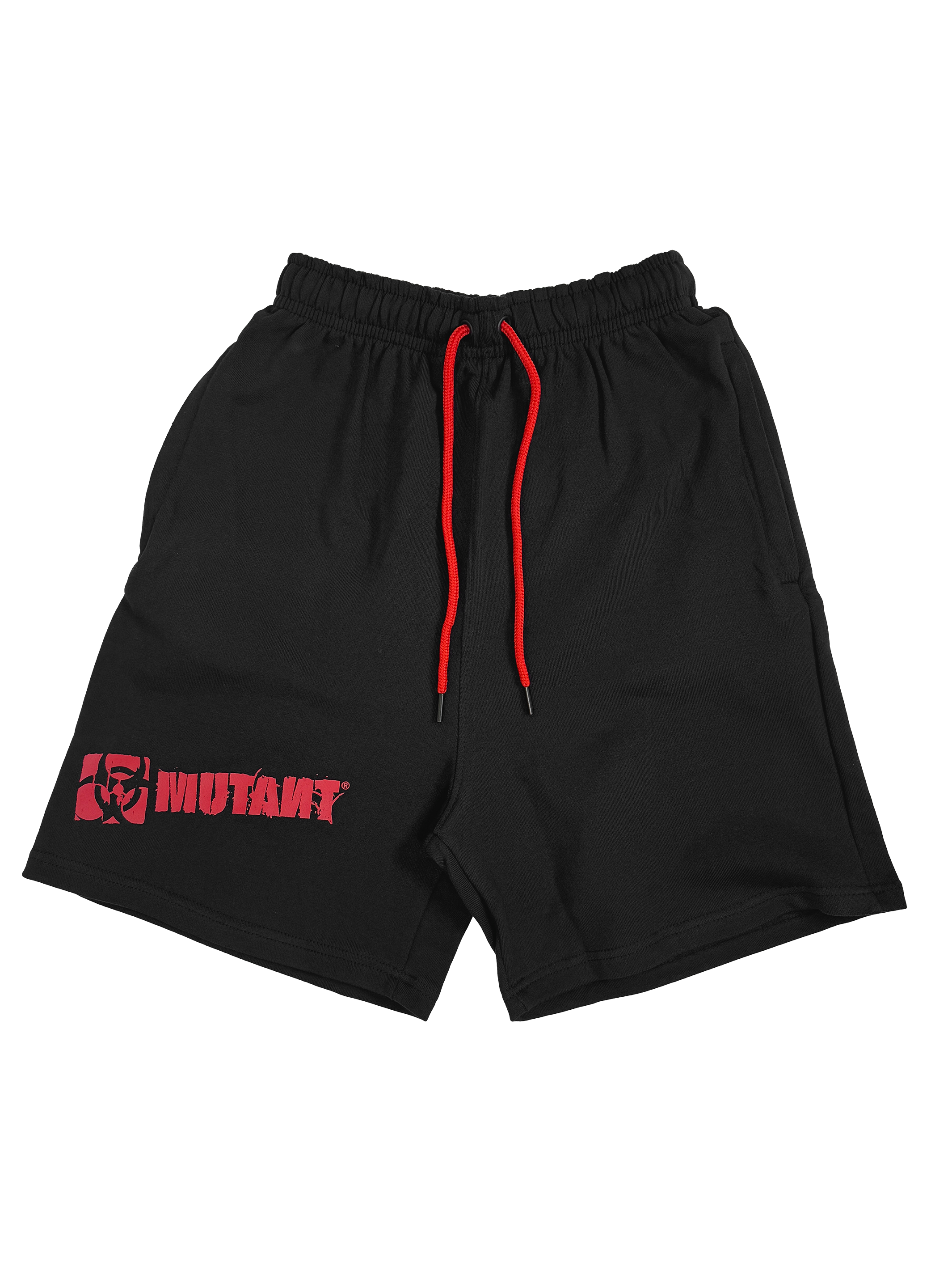 MUTANT® BORN HARDCORE 5” GYM SHORTS (BLACK & RED)
