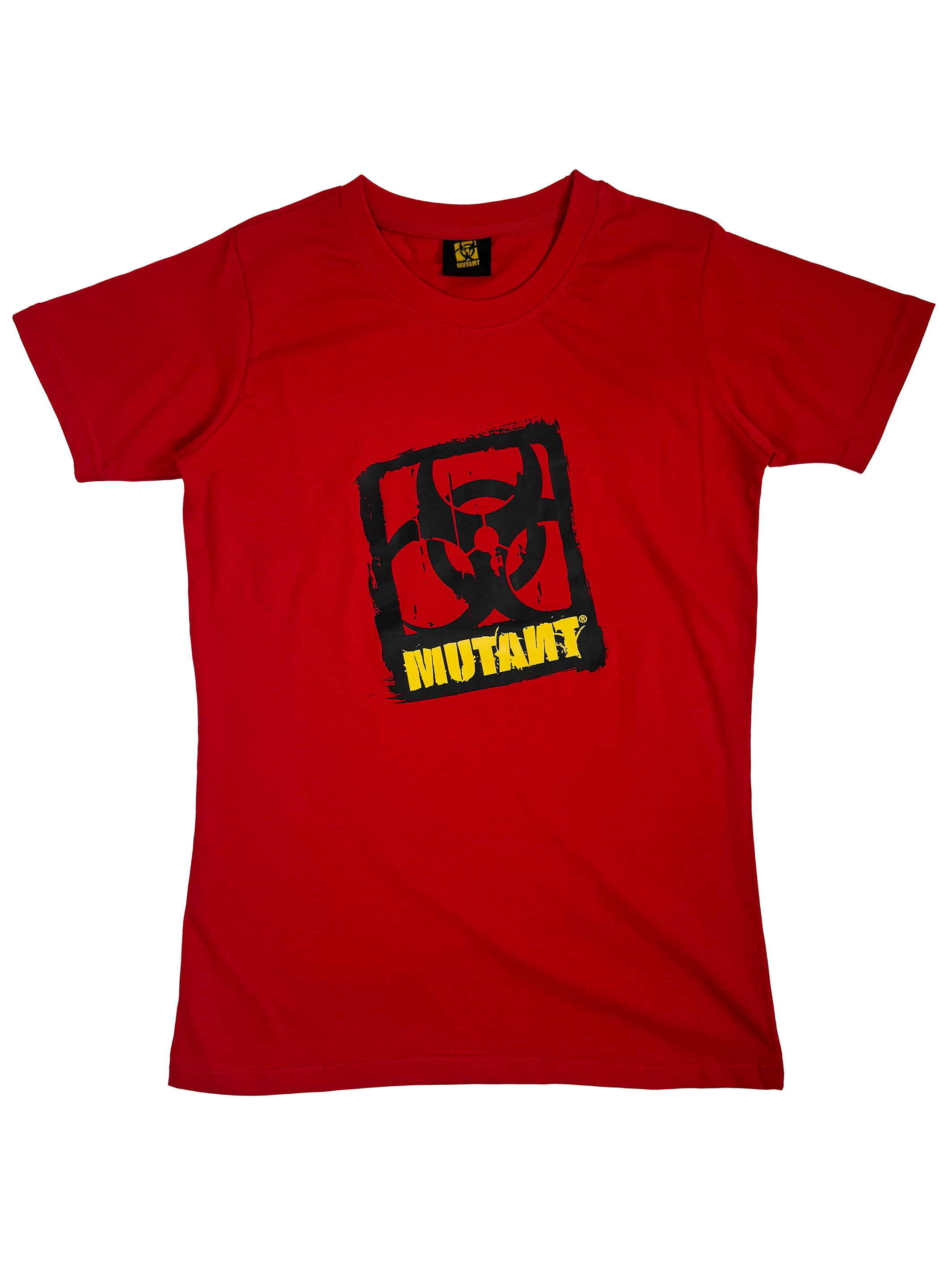 MUTANT® BORN HARDCORE WOMEN’S BOLD GYM T-SHIRT (RED)